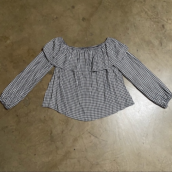 Gingham off the shoulder long sleeve - Picture 2 of 6